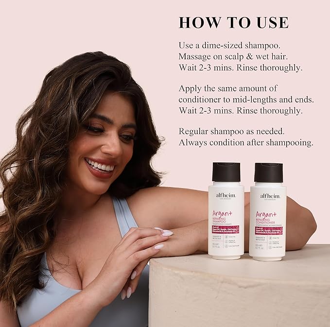 Alfheim Argan Repairing Shampoo & Conditioner Set | Sulfate-Free&Paraben-Free | Argan Oil, Keratin & Niacinamide for Dry, Damaged, Color-Treated Hair | Hydrating, Strengthening & Anti-Frizz|10.7oz*2