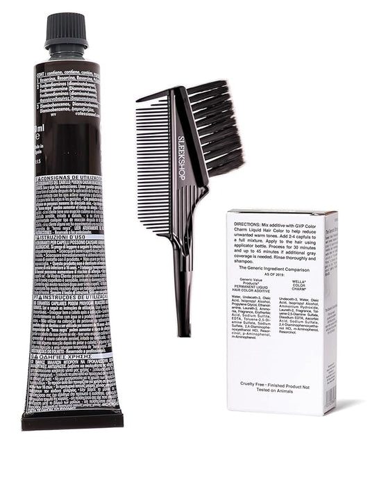 Practice SIeekshop Comb + Di Richesse PRO Demi-Permanent Hair Color Dye, Ammonia-Free 2024-2025 version - 7.30 - (w/SIeekshop 3-in-1 Comb/Brush) Cream Haircolor