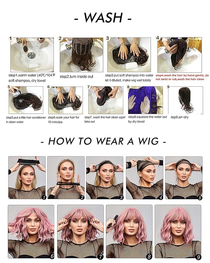 Long Wavy Wig with Bangs, Natural Brown Ombre Synthetic Hair, Layered Cut Style, Heat Resistant Fiber for Daily Wear and Cosplay