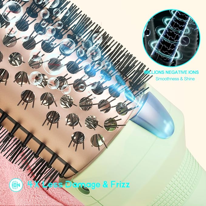 K&K Pro Thermal Brush Creates Blowout Look, 1 3/4 Inch Ionic Heated Round Comb Makes Hair Smoother, Dual Voltage, Thermal Round Brush Effortlessly Achieves Gorgeous Curls, 30S Fast Heating