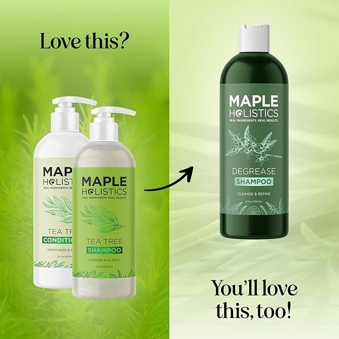 Tea Tree Shampoo and Conditioner Set - Sulfate Free Clarifying Shampoo and Conditioner for Oily Hair & Scalp Care with Australian Tea Tree Oil - Complete Dry Scalp Treatment for Build Up (16 Fl Oz)