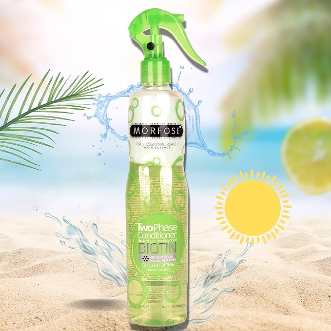 Morfose Professional Two Phase Leave-in Conditioner for Dry, Damaged, or Brittle Strands, Repairs and Protects, Damage, and Split Ends, 13.52 Fl. Oz (Biotin)