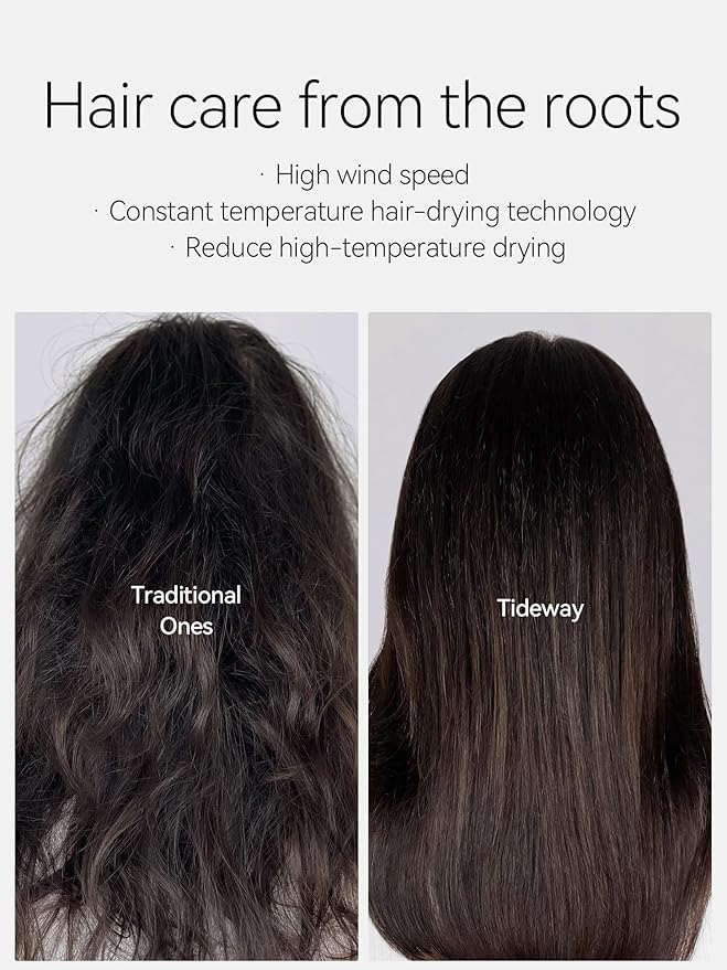 Tideway Hair Dryer, Blow Dryer with Diffuser, Ionic Professional High-Speed 1500W Low-Noise, 110,000 RPM Brushless Motor, Fast Drying, Travel Compact for Women & Men (Gold)