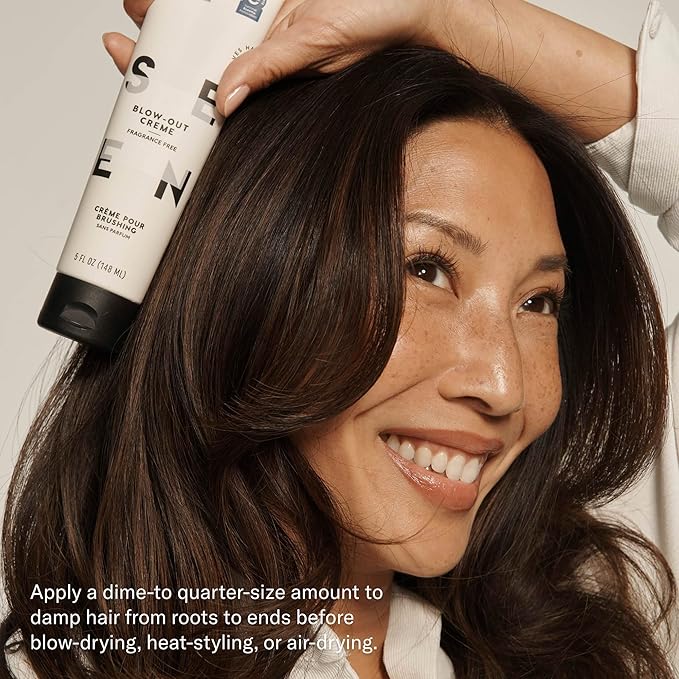 SEEN Blow-Out Creme, Fragrance Free - Non-Comedogenic & Blow Out Hair Cream- Reduces Frizz- Heat Protectant- Safe for Sensitive, Eczema & Acne Prone Skin