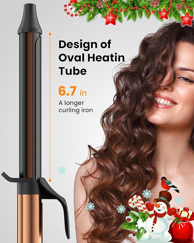 1.25 inch Long Barrel Curling Iron, Extra-Long Curling Wand with 8 Heat Settings, Ceramic Curling Iron for Smooth and Lasting Styling,Suitable for All Hair Types, Dual Voltage Damage-Free Styling