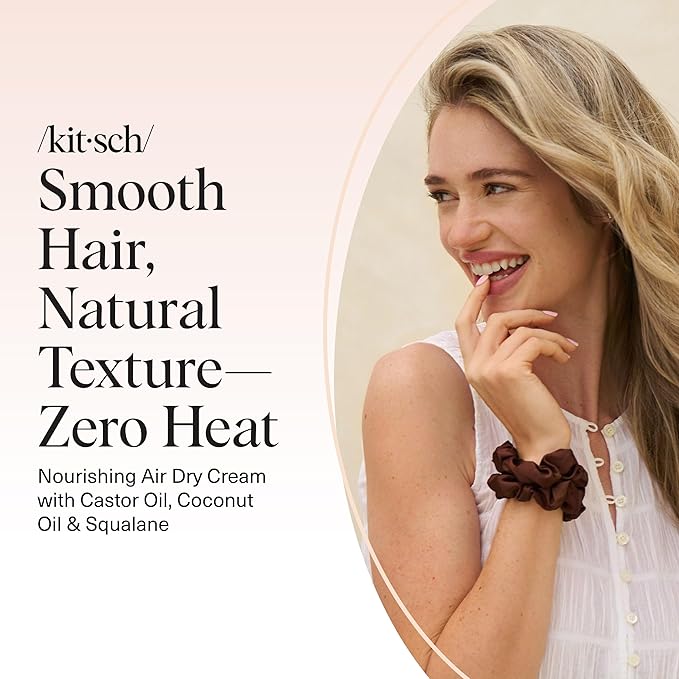 Kitsch Smoothing Air Dry Cream for Hair – Frizz Control Hair Care Product with Castor Oil & Coconut Oil – Weightless Styling Cream - Enhances Natural Texture Appearance | Ideal Gifts for Women – 5 oz