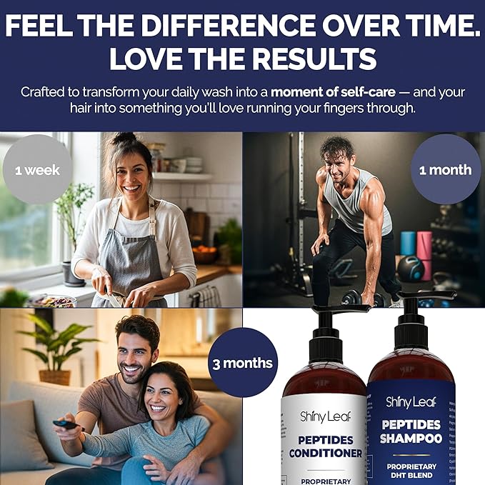 Anti-Thinning Peptide Shampoo and Conditioner – Sulfate Free Thickening Hair Fromula with Biotin, Caffeine & Saw Palmetto for Women & Men, Safe for Color-Treated And All Hair Types, 16 fl.oz Each
