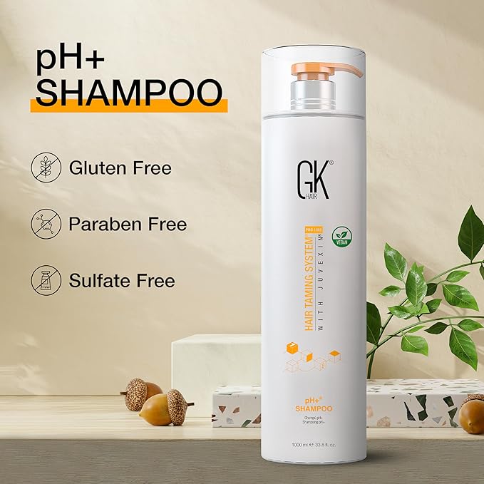 GK HAIR Global Keratin pH+ Pre-Treatment Clarifying Shampoo (33.8 Fl Oz/1000ml) For Preps Hair Deep Cleansing,Removes Impurities -With Aloe Vera, Vitamins & Natural Oils All Hair Types Men and Women