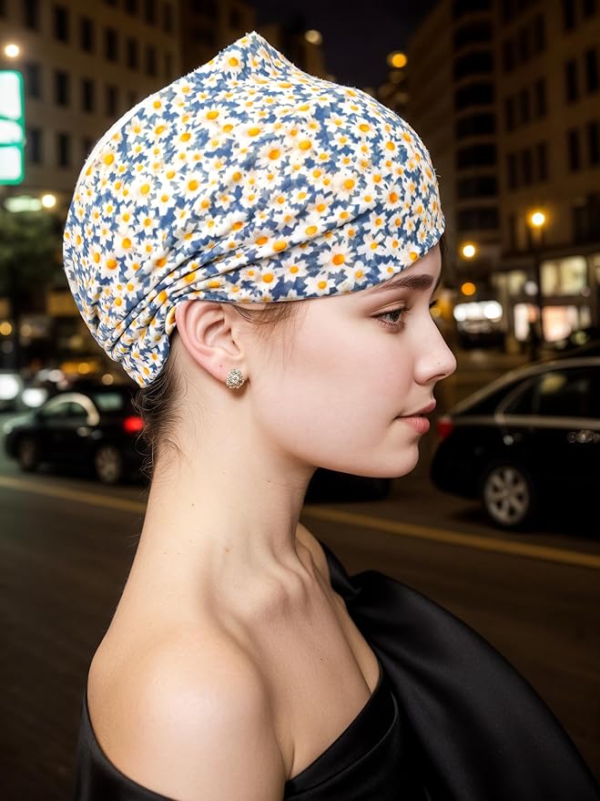 1 Pack Boho Headbands Stretch Paisley Print Bandana Headband Criss Cross Hair Bands Knotted Head Wrap Yoga Daily for Women and Girls (Daisy)