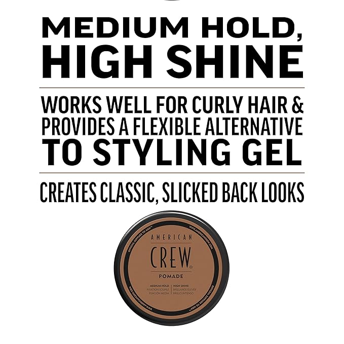 American Crew Men's Hair Pomade, Like Hair Gel with Medium Hold & High Shine, Travel Size, Duo Gift Set