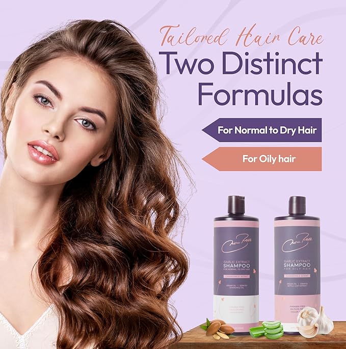 Nora Ross Garlic Extract Daily Oil Control Clarifying Shampoo with Aloe Vera, Argan Oil & Chamomile Scent – Deep Cleansing Hair & Scalp Care – Sulfate Free, Color Safe Formula for Women and Men – 32oz