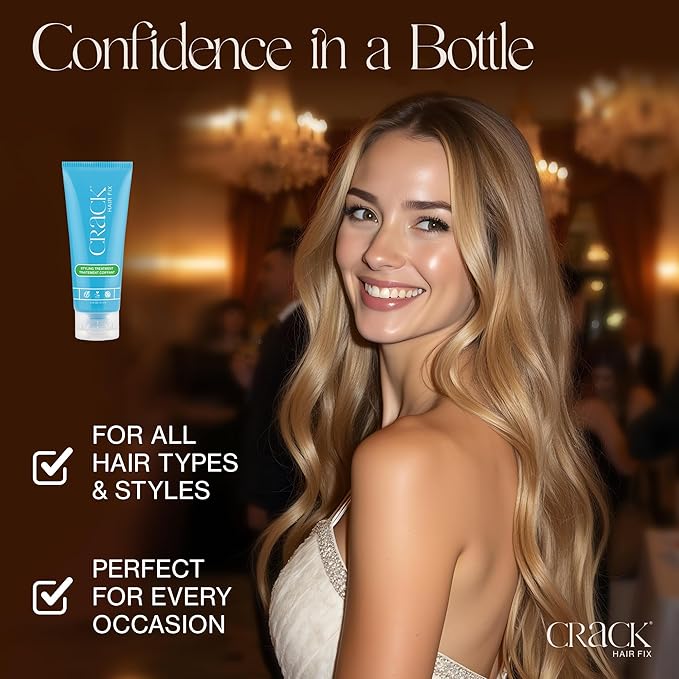 Crack HAIR FIX Styling Treatment - Multi-Tasking, Anti-Frizz, Leave-In Styling Cream with Protection from Humidity, Chlorine, Heat Treatments & Sun, .75 oz