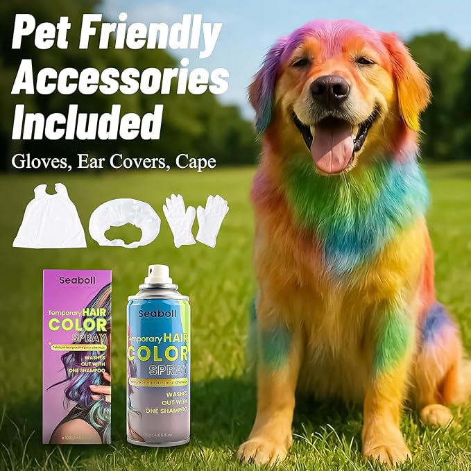 Green Hair Spray, Temporary Hair Color Spray for Kids Women Men– Safe Non Sticky Washable One Day Hair Dye Spray, Disposable Accessories Included, for Halloween Cosplay Party DIY Costume Pet Fun