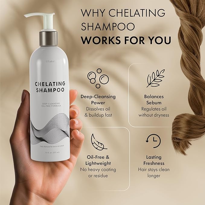 Chelating Shampoo – For Oily Hair & Oily Scalp -Deep Cleansing Clarifying Shampoo- Removes Hard Water Buildup, Chlorine & Residue-Nourishes-No Silicones, No Parabens, Fresh Volume. 12 Fl Oz ( 355 ML)