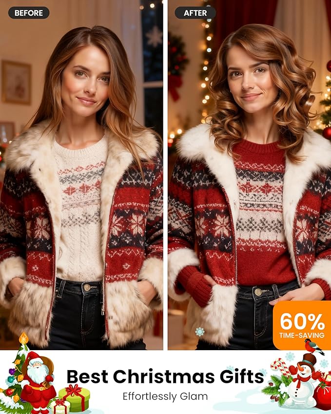 1.25 inch Long Barrel Curling Iron, Extra-Long Curling Wand with 8 Heat Settings, Ceramic Curling Iron for Smooth and Lasting Styling,Suitable for All Hair Types, Dual Voltage Damage-Free Styling