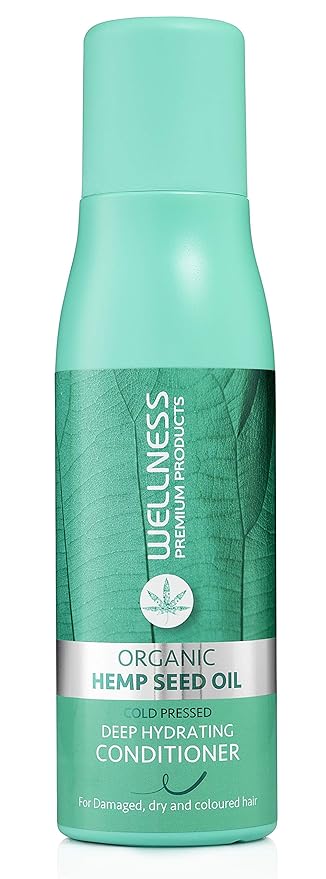 Wellness Premium Organic Hemp Seed Oil Hydrating Conditioner | Curly & Coily Hair Deep Moisture & Growth - 500ml - Defines Curls, Promotes Hair Growth, Strengthens Hair, Repairs Damage