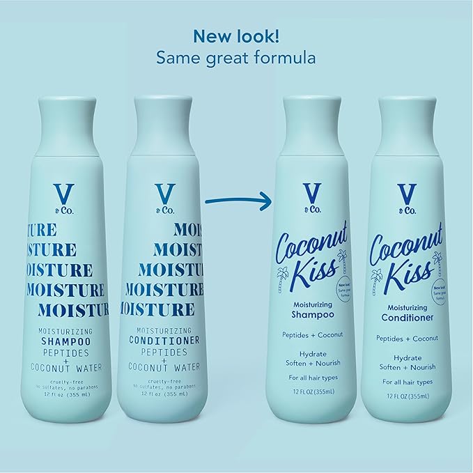 V&Co. Beauty Moisturizing Shampoo and Conditioner Set (12 Oz. Each) - Sulfate Free, Color Safe, and Gentle Formula with Peptide Technology Boosting Hydration for Dry, and Color Treated Hair