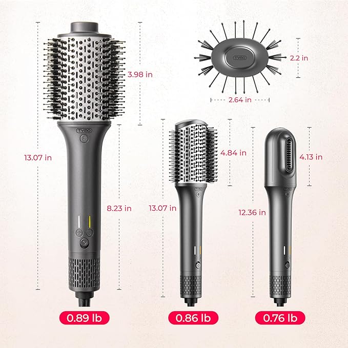 TYMO Hair Dryer Brush Blow Dryer Brush in One, Hot Air Brushes with 3 Barrels as Dryer Volumizer Straightener, Multi-Styler, 110,000 RPM High-Speed Motor Air Wrap, 200M Negative Ions for Frizz-Free