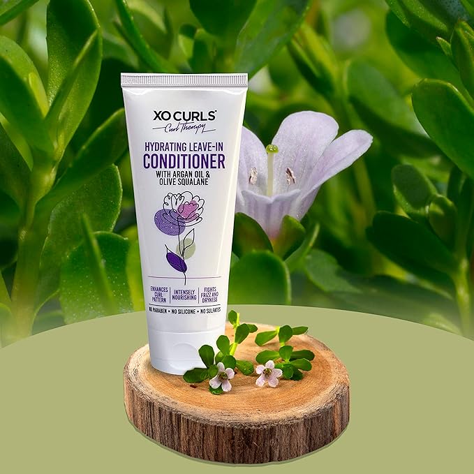 XO Curls Hydrating Leave-In Conditioner with Argan Oil & Olive Squalane 3.4 Fl Oz | No Silicone, No Sulfates, No Paraben | Conditioner | Argan Oil | Olive | Unisex Adult