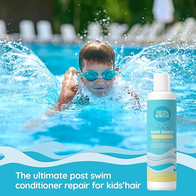 Fresh Monster Swim Conditioner for Kids – Post-Swim Hydrating Conditioner Repairs Chlorine & Salt Water Damage – Sulfate-Free, Tear-Free, Moisturizing Hair Care for Swimmers, 8.5 oz