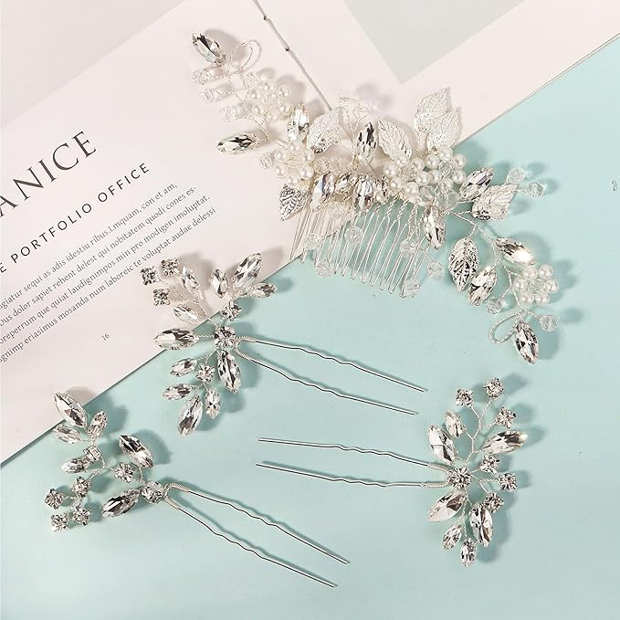 Wedding Hair Accessories Bridal Hair Pins Pearl Crystal HairPieces for Brides Vintage Decorations for Bridesmaids