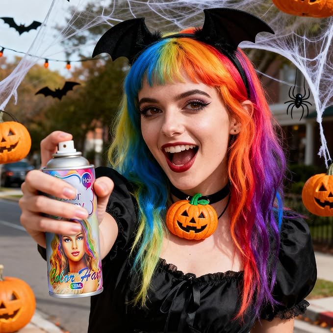 Acomler Temporary Hair Color Spray for Kids Women Men, One-Time Use White Hair Color Spray, Natural Washable Temporary Hair Dye Wax Pomades for Cosplay, DIY, Christmas Party, Halloween (White, 4.06oz)