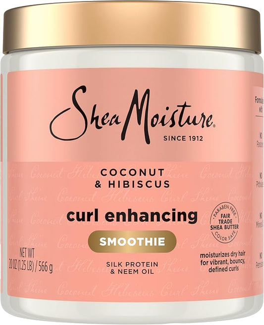 SheaMoisture Curl Enhancing Smoothie Hair Cream Coconut and Hibiscus for Thick, Curly Hair Sulfate Free and Paraben Free Curl Cream 20 oz