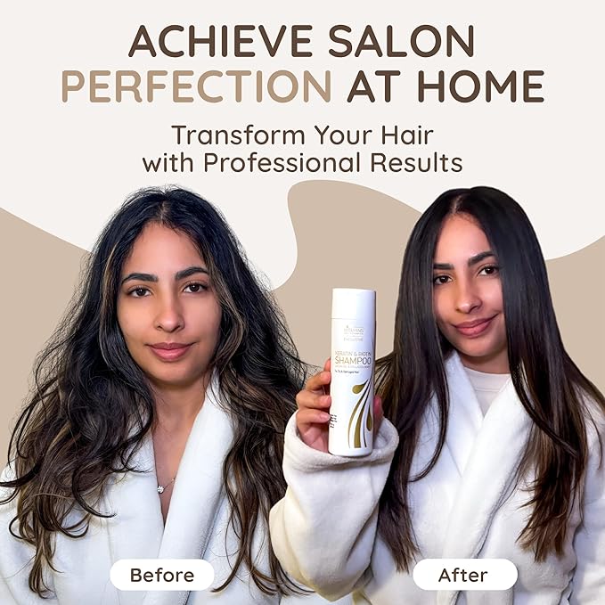 VITAMINS hair cosmetics Keratin Shampoo Sulfate Free - Hair Treatment for Dry Damaged Hair - Biotin and Collagen Shampoo with Castor Oil for Curly, Wavy or Straight Locks - 8.5 Fl Oz