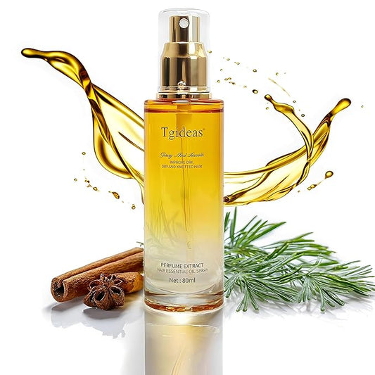 Tgideas Hair Oil Spray with Shea Butter and Jojoba Oil - Heat Protection Lightweight Anti-Frizz, Repair Split Ends, Color Protecting and Nourishing, Unisex Daily Care, 80ml