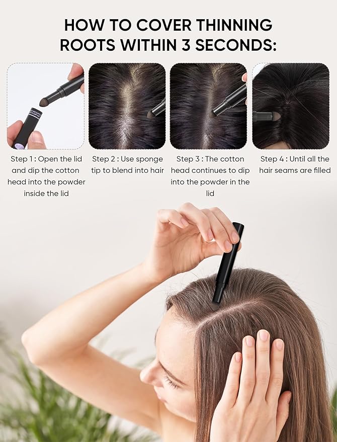 Women Hairline Powder Stick, 0.04oz Root Touch Up Hair Color Powder Root Cover Up Dye Scalp Concealer Hair Fibers for Thinning (Gray-Brown)(Gray Brown, Regular Size)