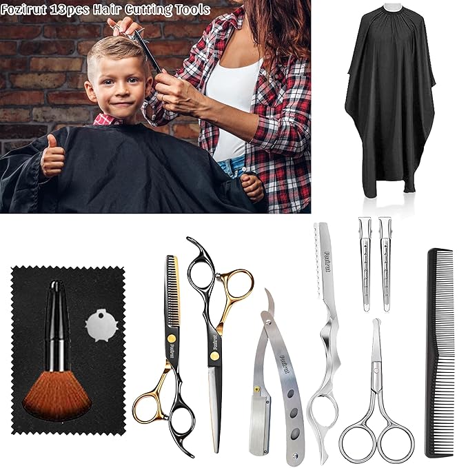 Professional Barber Scissors Hair Cutting Shears Kit, Thinning Shears for Hair Cutting, Haircut Scissors Wig Trimming Texturize Shears Kit for Women Men