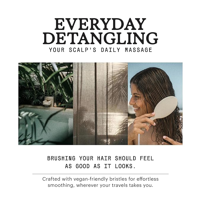 Remilia Hair Vegan Lush Brush - Detangling Hair Brush for All Hair Types, Natural, Straight, Curly, Wet, & Dry Hair - Hair Comb with Vegan Boar Bristles & Soft Ballpoint Tips, Sand