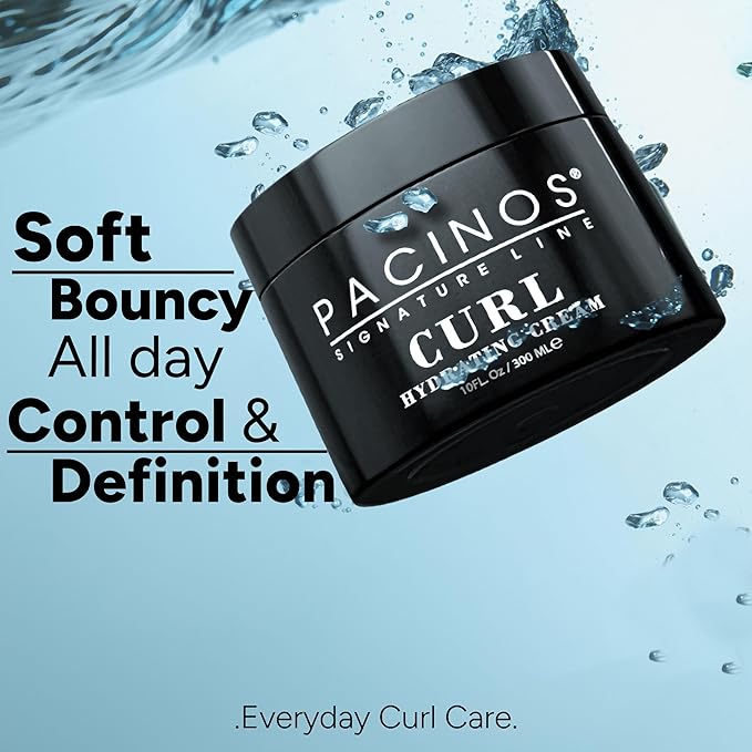 Pacinos Curl Hydrating Cream - Curl Defining and Frizz Control Styling Cream - Salon Quality for Moisture Control - 10 Oz