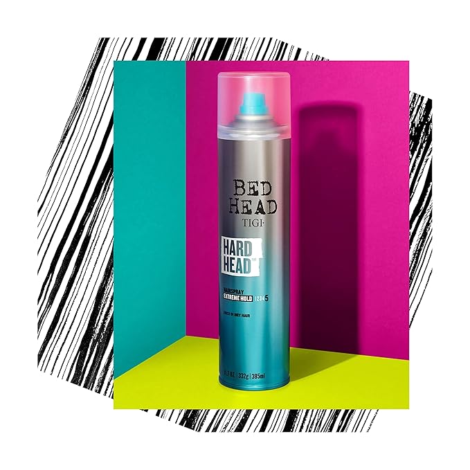 TIGI Hair Spray, Extra Strong Hold, All Hair Types | Bed Head Hard Head | 11.7 oz | 2 Pack | All Day Style