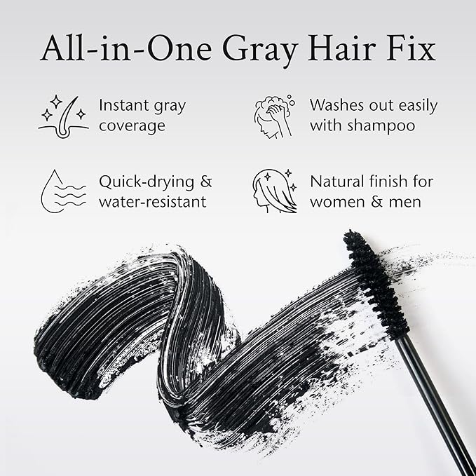 Boyd’s Brush It Away | Grey Hair Root Touch Up for Women & Men | Temporary Hair Color Mascara | Quick-Dry Water-Resistant Concealing Formula | Medium Brown, 4-Pack