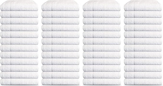 48 Pack Luxury Salon Towels, 100% Ringspun Cotton Comfort, Not Bleach Proof Highly Absorbent Barber Towels (25 x 15) Hair Towel Wrap for Women, Hand, Gym, Beauty, Spa & Home Hair Care – White