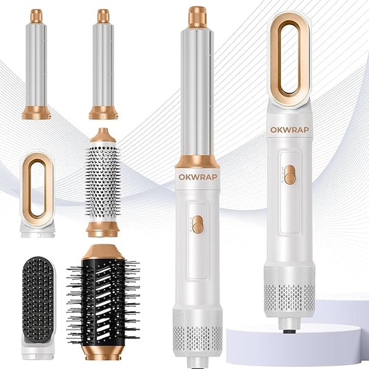 6 in ONE Blow Dryer Brush,Air Curling Iron Round Brush Blow Dryer 800W,Ionic Hair Dryer Brush for Women, Hot Air Brush Hair Styling Tools 100-120V