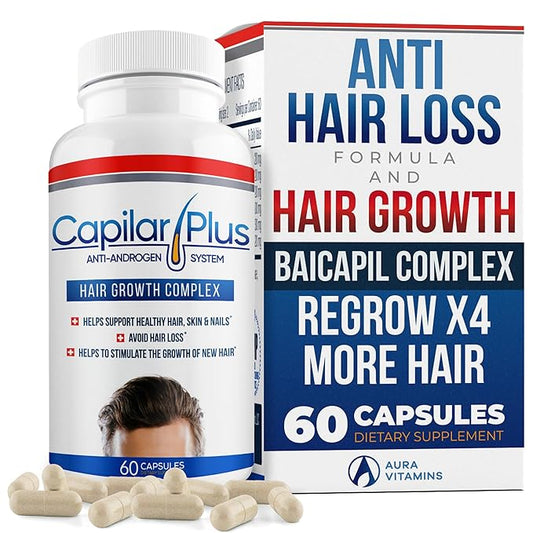 | Capilar Plus with Anti-Androgen System | Hair Growth Supplement | Hair Loss Treatment | Healthy Skin, Hair & Nails - Count 60 (1)