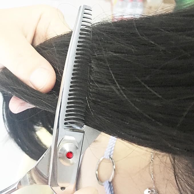 Thinning Shears for Hair Cutting, 6.5 Inch Professional 30+90 Bionic Teeth Texturizing Scissors with Japanese 440C Steel & Ergonomic Handle for Barber Salon Home Use