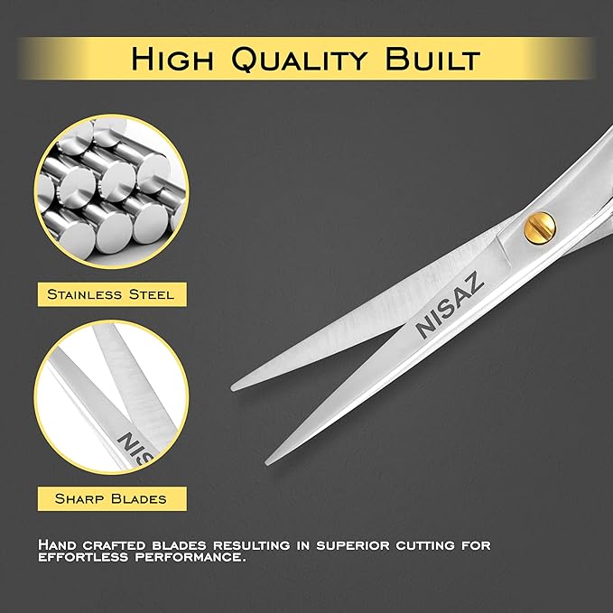 6.5 Inches Professional Hair Scissors with PU Leather Pouch, Smooth & Sharp Barber Scissor, Hair Cutting Scissors for Home or Salon Use – Ideal Hair Shears (Silver, 6.5 Inches)