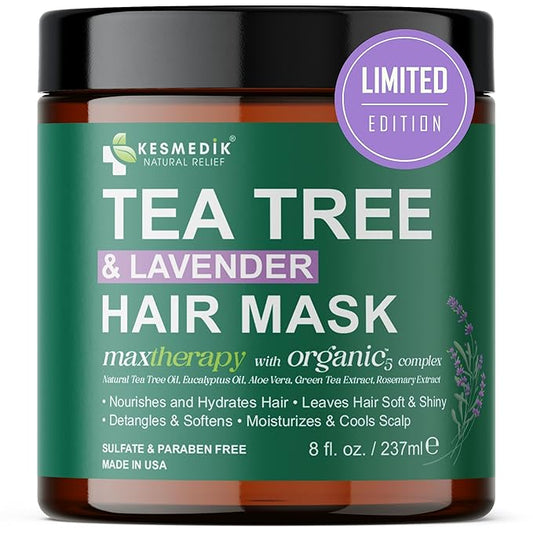Pure Tea Tree Oil Hair Mask & Scalp Treatment, Deep Conditioner for Damaged & Dry Hair, Hydrates & Soothes Itchy, Scalp Psoriasis Relief, Men & Women, Paraben & Sulfates Free
