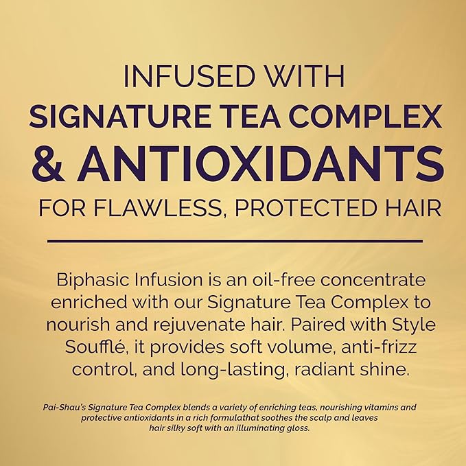 Pai-Shau Biphasic Infusion & Style Soufflé Set - Oil-Free Hair Rejuvenating Serum - Provides Shine, Thermal, and Environmental Protection, 4oz & Medium Hold Styling Cream for All Hair Textures, 5.9oz