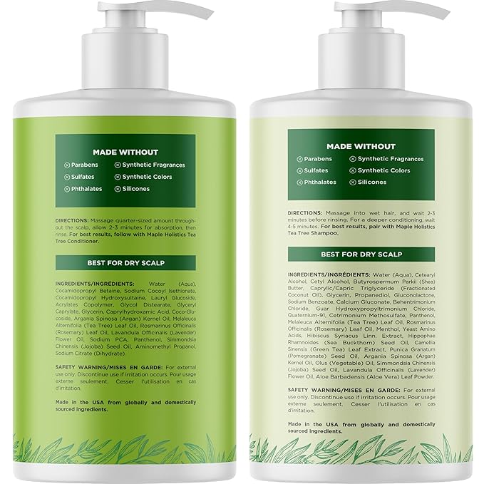 Tea Tree Shampoo and Conditioner Set - Sulfate Free Clarifying Shampoo and Conditioner for Oily Hair & Scalp Care with Australian Tea Tree Oil - Complete Dry Scalp Treatment for Build Up (25 Fl Oz)