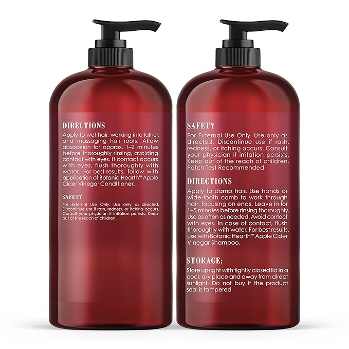 Botanic Hearth Apple Cider Vinegar Shampoo and Conditioner Set | Helps Dry Itchy Scalp, Dandruff, Frizz and Hair Loss | Color Safe, Sulfate Free Shampoo | All Hair Types, Men and Women, 16 fl oz each