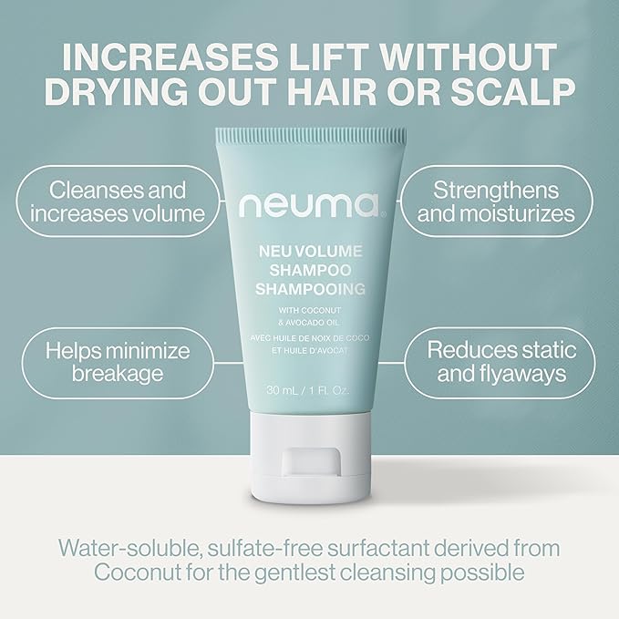 Neuma Neu Volume Shampoo 1 Fl. Oz. Fennel, Ylang Ylang, Patchouli, and Vanilla Scent, Travel Size Sulfate Free Shampoo