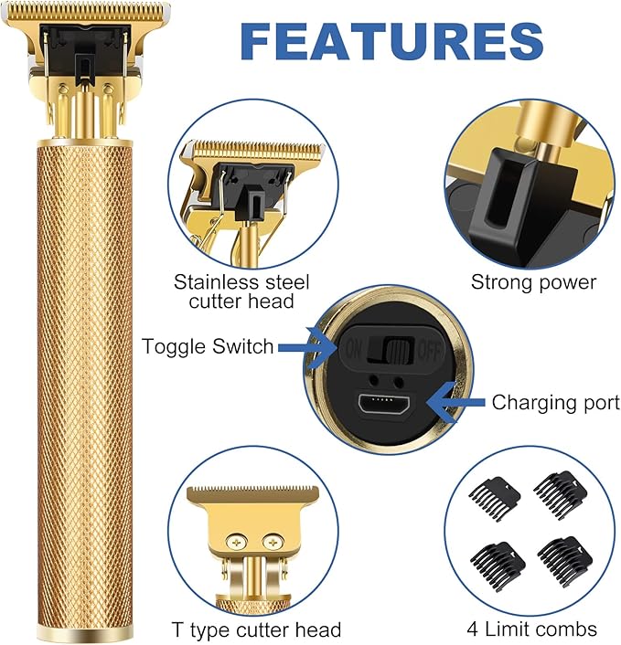 YOGINGO Professional Beard Trimmer for Men, Cordless Rechargeable Hair Trimmer for Men,T-Blade Hair Clippers,Hair Cutting Kit with Guide Combs, Gifts for Men