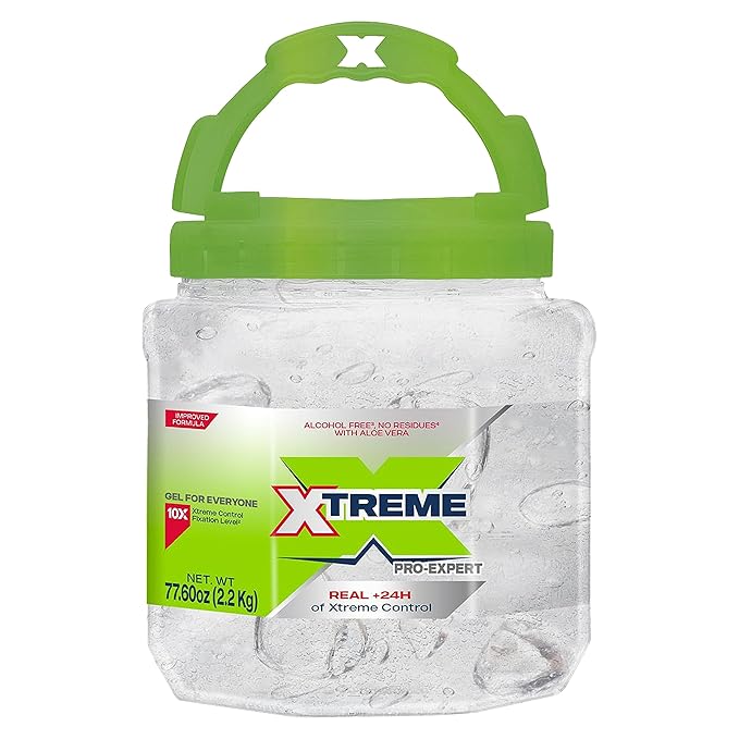 Xtreme Pro-Expert Clear Styling Hair Gel, Alcohol-Free 24-Hours Xtreme Control With Aloe Vera, 77.60 oz Jar (Pack of 3)