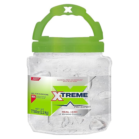 Xtreme Pro-Expert Clear Styling Hair Gel, Alcohol-Free 24-Hours Xtreme Control With Aloe Vera, 77.60 oz Jar (Pack of 3)