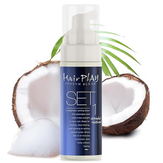 Hair Play Set #1 Hair Foam Mousse - Light Hold Styling Foam for Frizz Control - Volume Mousse for Fine Hair & Natural Straight Hair- Lightweight & Non-Greasy - Travel Size Hair Mousse - 2 Fl Oz