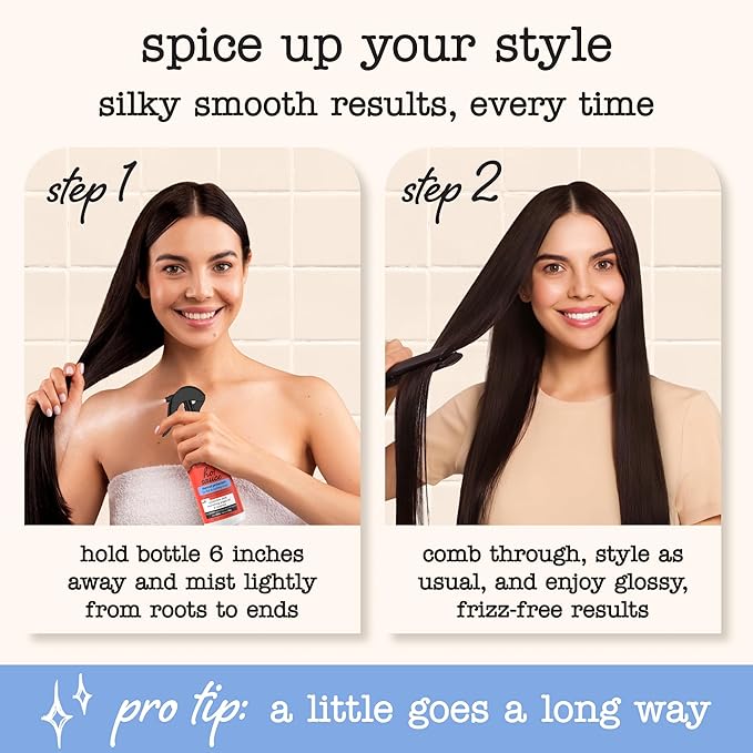 SAUCE BEAUTY Hair Heat Protectant Spray (8 Fl Oz) Hot Sauce Thermal Protectant Spray with Argan Oil, Aloe & Cayenne, Anti Frizz & Adds Shine, Blow Dry & Flat Iron Hair Spray for All Hair Types